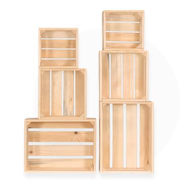 Декоративни дървени щайги 6 в 1 - Натурален