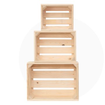Декоративни дървени щайги 3 в 1 - Натурален