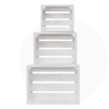 Декоративни дървени щайги 3 в 1 - Бял