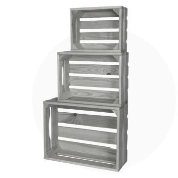 Декоративни дървени щайги 3 в 1 - Сив