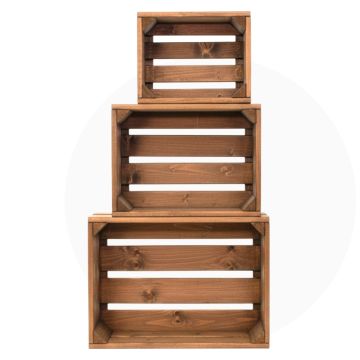 Декоративни дървени щайги 3 в 1 - Кафяв