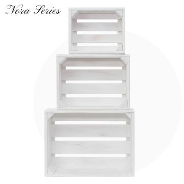 Декоративни дървени щайги 3 в 1, Серия Нора - Бял