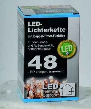 Коледни LED лампички 48бр с батерии и 9 функции-4,10м