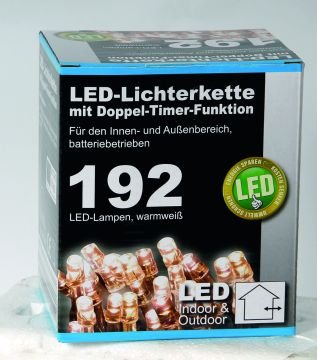 Коледни LED лампички 192бр с батерии и 9 функции-14,90м