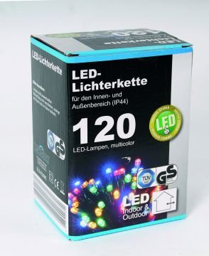 Цветни коледни LED лампички с адаптер 120бр-12м