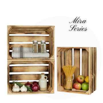 Декоративни дървени щайги 3 в 1, серия Мира - Опушен