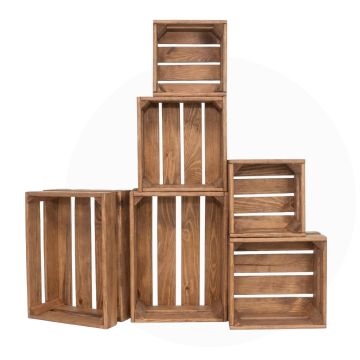 Декоративни дървени щайги 6 в 1 - Кафяв