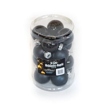 Комплект 16бр. коледни топки за декорация гланц/мат, диаметър 3,5см, черен
