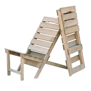 Комплект два броя сгъваеми столове тип шезлонг от естествена дървесина, Сив