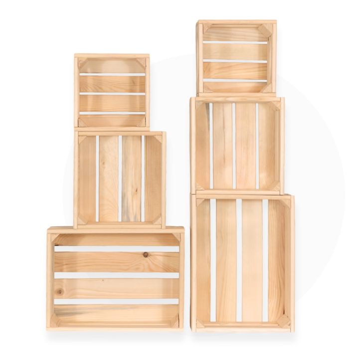 Декоративни дървени щайги 6 в 1 - Натурален