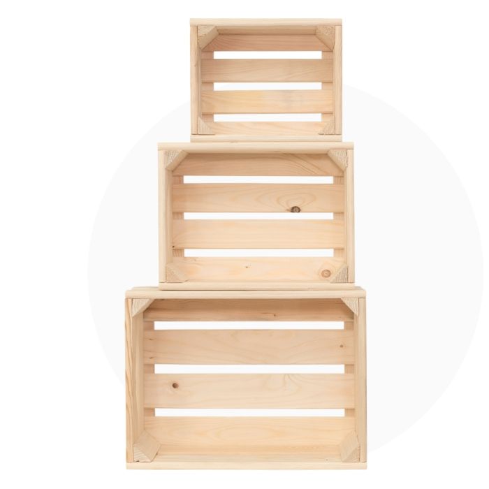 Декоративни дървени щайги 3 в 1 - Натурален