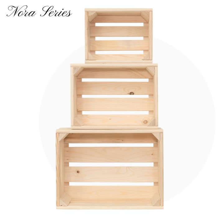 Декоративни дървени щайги 3 в 1, Серия Нора - Натурален