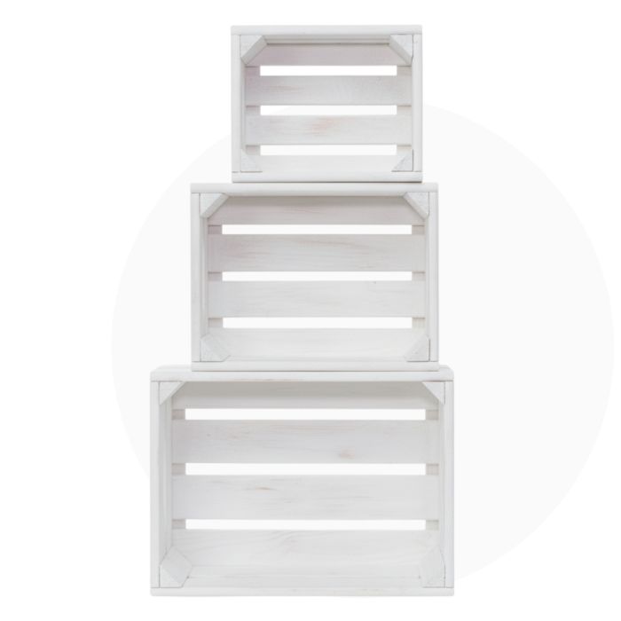 Декоративни дървени щайги 3 в 1 - Бял