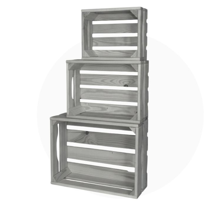 Декоративни дървени щайги 3 в 1 - Сив