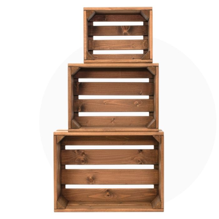 Декоративни дървени щайги 3 в 1 - Кафяв