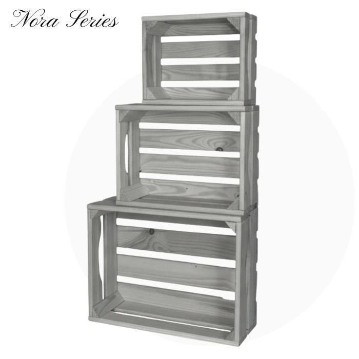 Декоративни дървени щайги 3 в 1, серия Нора - Сив