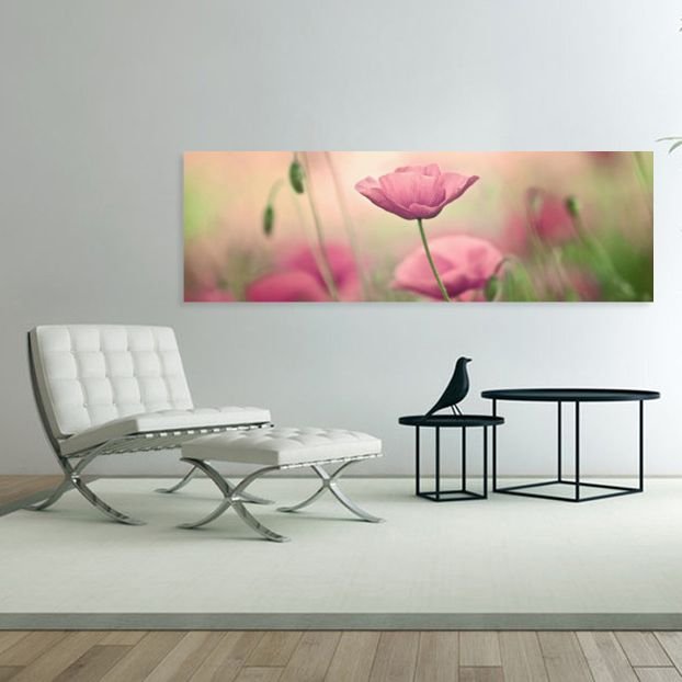 Картина пано - Розови цветя 140x45см