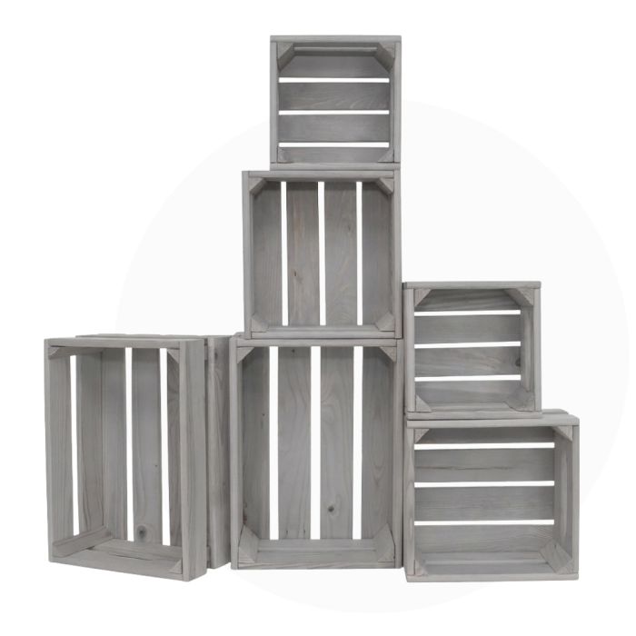 Декоративни дървени щайги 6 в 1 - Сив