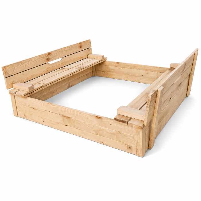 Детски пясъчник с пейки и капак натурален