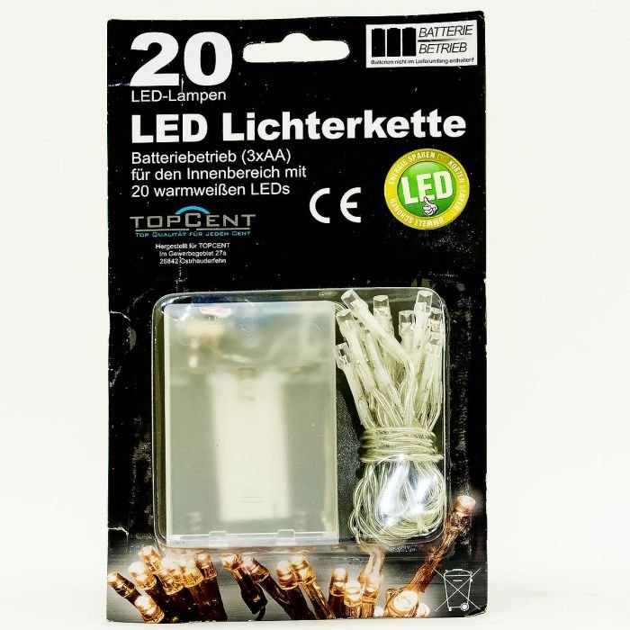 Коледни LED лампички с батерии 20бр