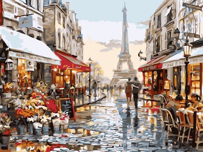 Рисуване по номера - Елегантна парижка улица, 30х40см
