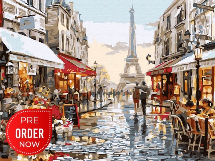 Рисуване по номера - Дъждовен Париж, 40х50см