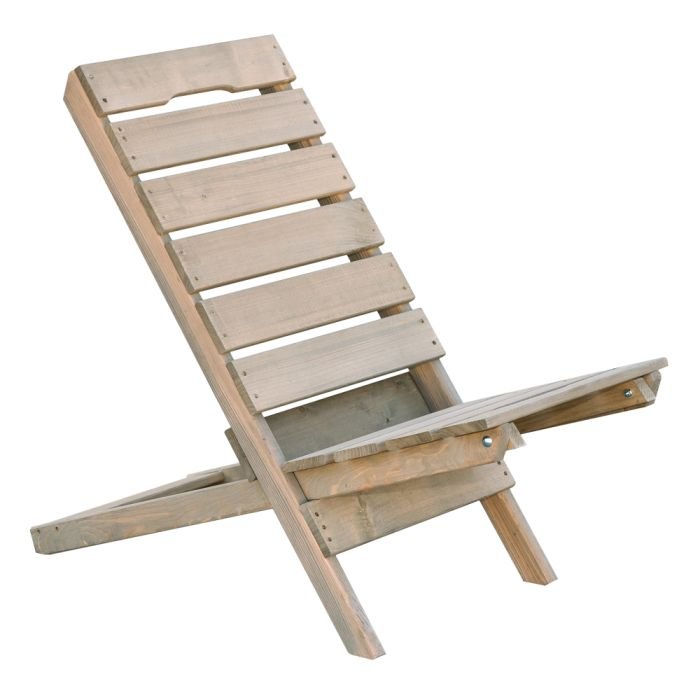 Сгъваем стол тип шезлонг от естествена дървесина 45x90x81см, Сив